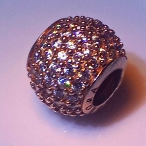 Authentic PANDORA Rose Gold Pave' Lights Charm Bead with White Crystals